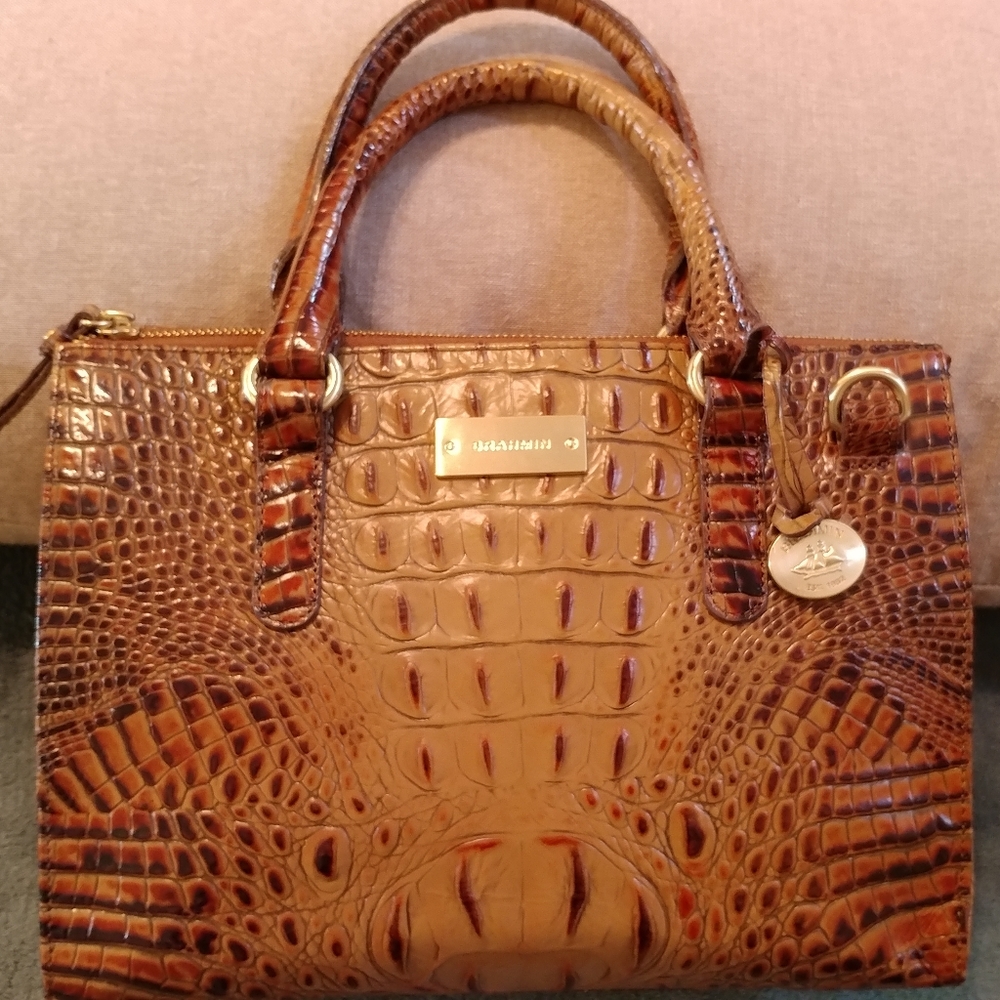 Brahmin Anywhere Convertable Satchel Pecan Emb